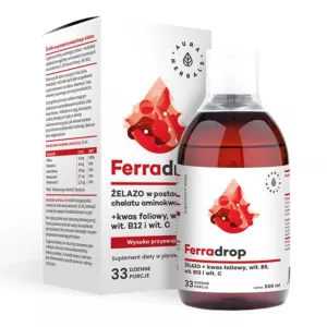 AURA HERBALS Ferradrop - Żelazo + Kwas Foliowy w płynie (500 ml)
