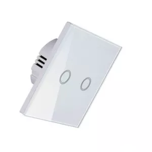 Włącznik LED Dotykowy Podwójny Szklany Biały
