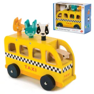 Samochód zabawka drewniana taksówka ze zwierzątkami Tender Leaf Toys