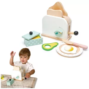 Zabawka drewniana toster z zestawem śniadaniowym Mini Chef Tender Leaf Toys