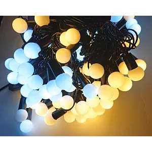Lampki choinkowe diodowe kulki 200 LED-16m białe ciepłe i zimne kulki