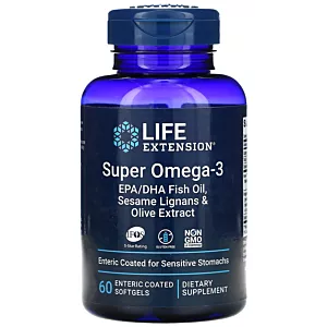 LIFE EXTENSION Super Omega-3 EPA/DHA z Lignanami Sezamowymi i Ekstraktem z Oliwek (60 kaps.)