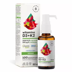 AURA HERBALS Witamina D3 2000 IU + K2 Vegan (50 ml)