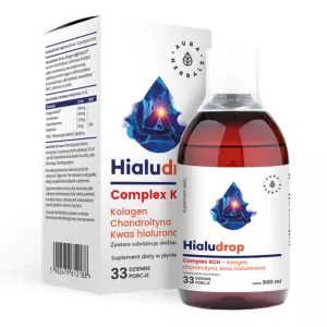 AURA HERBALS Hialudrop Complex KCH - Kolagen, Chondroityna, Kwas Hialuronowy (500 ml)