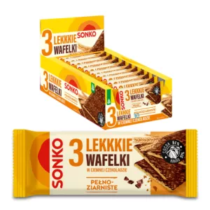 11x SONKO Lekkie Wafelki pełnoziarniste w czekoladzie 36g
