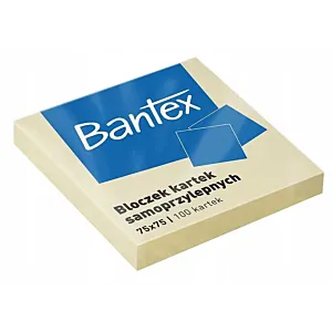 Bloczek Kartek Samoprzylepnych BANTEX 75x75mm Żółte x 100 szt.