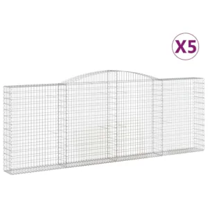 Kosze gabionowe, 5 szt, 400x30x140/160 cm, galwanizowane żelazo