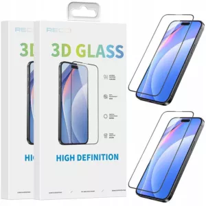 2X PEŁNE SZKŁO HARTOWANE 3D 9H DO iphone 15 PRO MAX NA CAŁY EKRAN RECCI