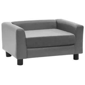 Sofa dla psa, szara, 60x43x30 cm, plusz i sztuczna skóra