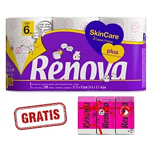 Papier toaletowy Renova Skin Care Plus 6 szt +gratis