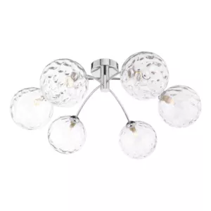 Lampa sufitowa Izzy 6 Light Semi Flush Polished Chrome Clear Dimpled 150mm Glass