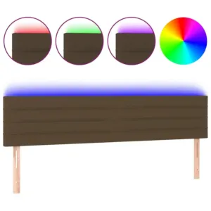 Zagłówek do łóżka z LED, ciemnobrązowy, 160x5x78/88 cm, tkanina