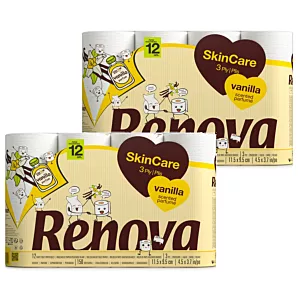 2x Papier toaletowy Renova Skin Care Vanilla 12R