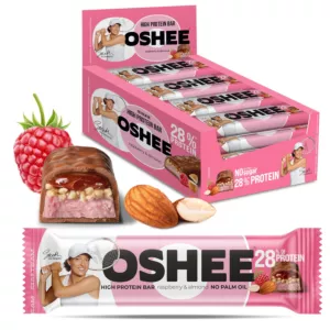 12x Baton proteinowy Oshee & IGA Team malina migdał 49g