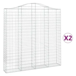 Kosze gabionowe, 2 szt, 200x30x200/220 cm, galwanizowane żelazo