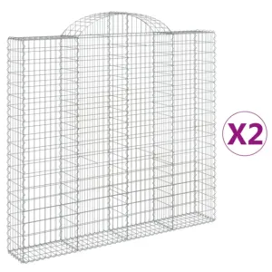 Kosze gabionowe, 2 szt, 200x30x180/200 cm, galwanizowane żelazo