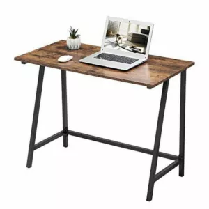 Biurko minimalistyczne do biura, 100x50x75 cm, ciemny brąz, czarny, mat