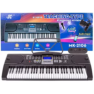 Keyboard Organy 61 Klawiszy Zasilacz Mikrofon MK-2106