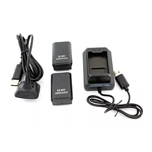 KX7A 2x BATERIA XBOX 360 KABEL USB BLACK