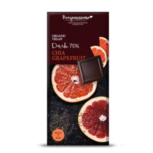 Bezglutenowa czekolada wegańska gorzka z chia i grapefruitem BIO 70g