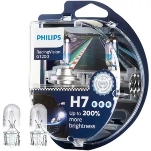 Żarówki H7 PHILIPS Racing Vision GT200 200% + W5W