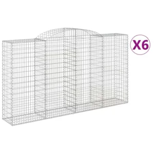 Kosze gabionowe z łukiem, 6 szt., 300x50x160/180 cm, żelazo