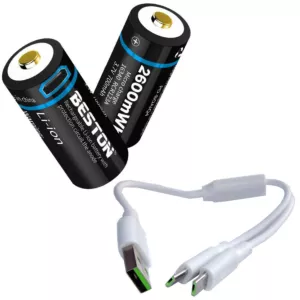 2x akumulator bateria RCR123 a 700 mAh micro USB + kabel do ładowania litowy