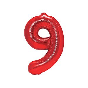 Balon foliowy "cyfra 9", czerwona, 100 cm [balon na hel, cyfra duża, urodziny]