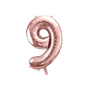 Balon foliowy "cyfra 9", różowe złoto, 100 cm [balon na hel, cyfra duża, urodziny]