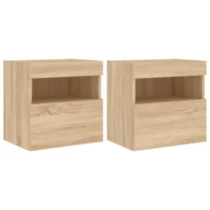 Ścienne szafki TV z LED, 2 szt., dąb sonoma, 40x30x40 cm