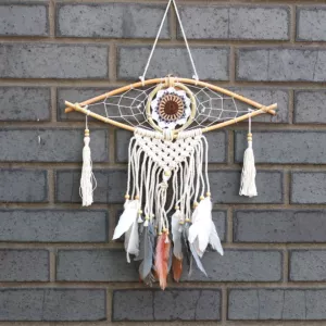 Ochronny Dreamcatcher - Makrama - Evil Eye brązowy