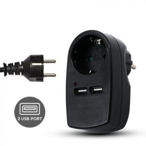 Adapter Gniazdko Wtyczkowe 230 V z USB Czarne