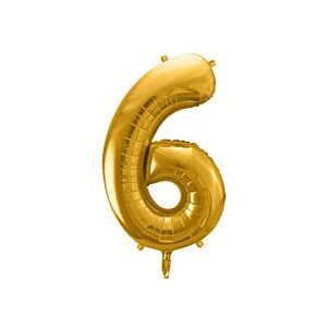 Balon foliowy "cyfra 6", złota, 100 cm [balon na hel, cyfra duża, urodziny]