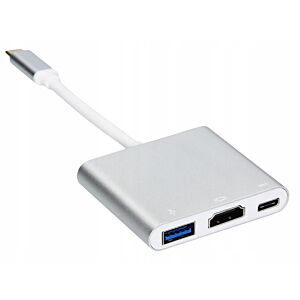 ADAPTER USB C HDMI+USB 3.0+PD 4K HUB MacBook 3w1