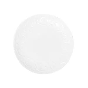 Talerz SYLIA deserowy biały z ornamentem 21 cm HOMLA