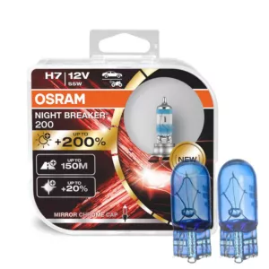 Mocne żarówki H7 OSRAM Night Breaker +200% + W5W
