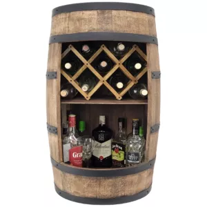 Barek drewniana beczka z rozkładanym leżakiem na butelki z winem, wenge, 80x50cm rustykalny bar domowy
