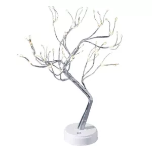 Drzewko dekoracyjne LED 50cm srebrne bateryjne białe ciepłe 782174