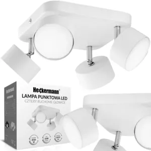 Lampa sufitowa punktowa spot LED Heckermann 8795318A Biała 4x głowica