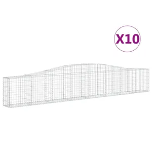 Kosze gabionowe, 10 szt, 400x30x60/80 cm, galwanizowane żelazo