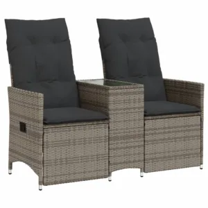 Rozkładana sofa ogrodowa dla 2 os., ze stolikiem, szara