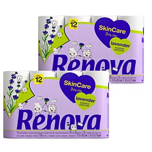 2x Papier toaletowy Renova Skin Care Lavender 12szt