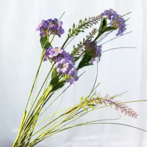 Gałązka sztuczna MEADOW z małymi kwiatkami fioletowa 53 cm HOMLA