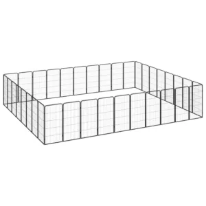 Kojec dla psa, 36 paneli, czarny, 50x100 cm, stal