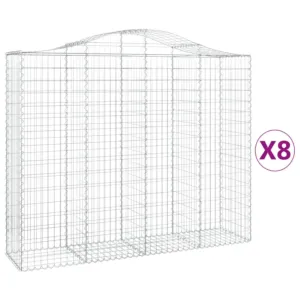 Kosze gabionowe, 8 szt, 200x50x160/180 cm, galwanizowane żelazo