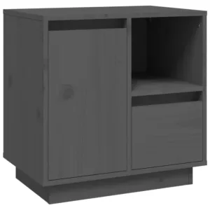 Szafka nocna, szara, 50x34x50 cm, lite drewno sosnowe