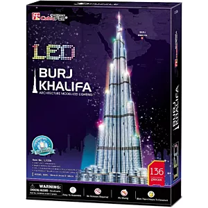 Puzzle 3D Dubaj Burj Khalifa LED 136 elementów CubicFun