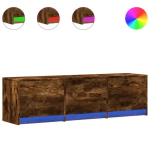 Szafka TV z LED, przydymiony dąb, 140x34x40 cm
