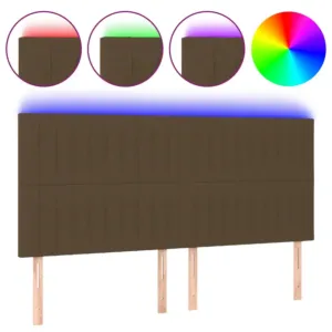 Zagłówek do łóżka z LED ciemnobrązowy 180x5x118/128 cm tkanina