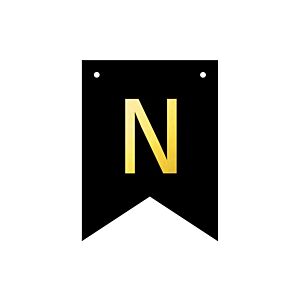 Baner DIY, 16 cm, czarny, literka "N" [stwórz swój napis na imprezę,dekoracja]